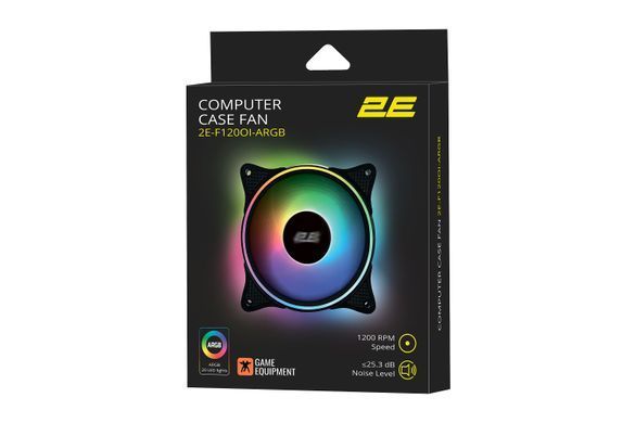 Корпусный вентилятор 2E Gaming F120OI-ARGB, 120mm, 1200rpm, 3pin, 3pin+5VAura, 25.3dBa 2E-F120OI-ARGB фото