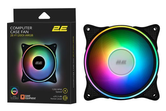 Корпусный вентилятор 2E Gaming F120OI-ARGB, 120mm, 1200rpm, 3pin, 3pin+5VAura, 25.3dBa 2E-F120OI-ARGB фото