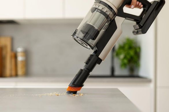 Gorenje Пилосос Gorenje бездротовий, 125Вт, конт пил -0.6л, автон. робота до 60хв, HEPA, підсвічування, індикатор, турбощітка, матове золото SVC259441NFGO фото