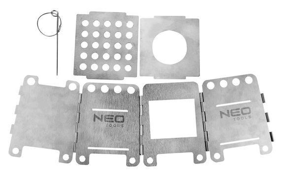 Плита Neo Tools туристична, з'єднання за допомогою одного штифта, нержавіюча сталь, висота 16см, 0.37 кг 63-126 фото