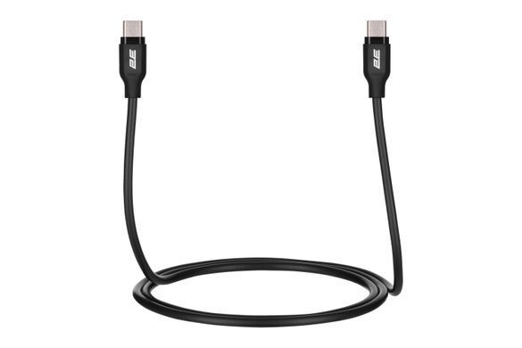 2E Кабель USB-C - USB-C Glow 60W 1m Black 2E-CCCC-BL фото