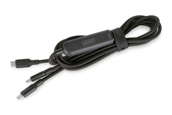 Digitus Кабель DIGITUS USB-C > 2xUSB-C заряджання/синхронізації, USB 2.0, 140W, 1.8м, чорний AK-300170-018-S фото