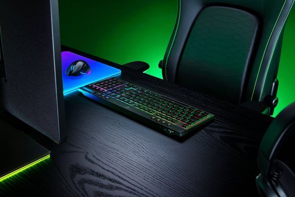 Razer Razer Keyboard mechanical BlackWidow V4 Low-profile HyperSpeed, 104key, Green Switch, USB-A/WL/BT, EN, RGB, black RZ03-05270100-R3M1 фото