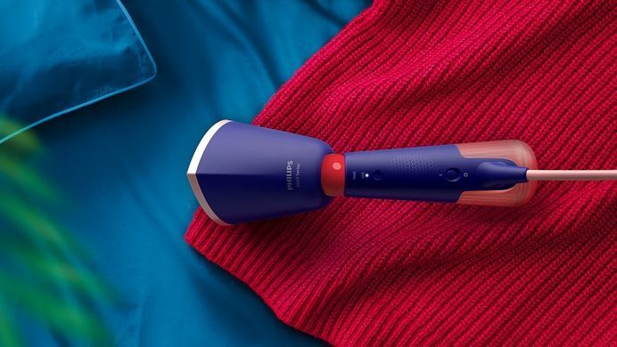 Philips Відпарювач компактний Series 5000, 1400Вт, 120мл, паровий удар -24гр, складана ручка, чохол-рукавичка, колимок, пластик, синій STH5030/20 фото
