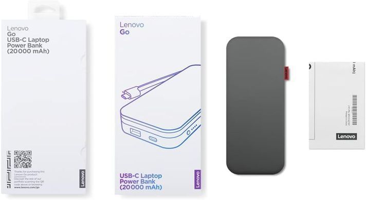 Lenovo Портативний зарядний пристрій Power Bank 20000 mAh, Go USB-C Laptop, Thunder Black 40ALLG2WWW фото