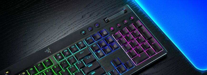 Razer Razer Keyboard mechanical BlackWidow V4 Low-profile HyperSpeed, 104key, Green Switch, USB-A/WL/BT, EN, RGB, black RZ03-05270100-R3M1 фото