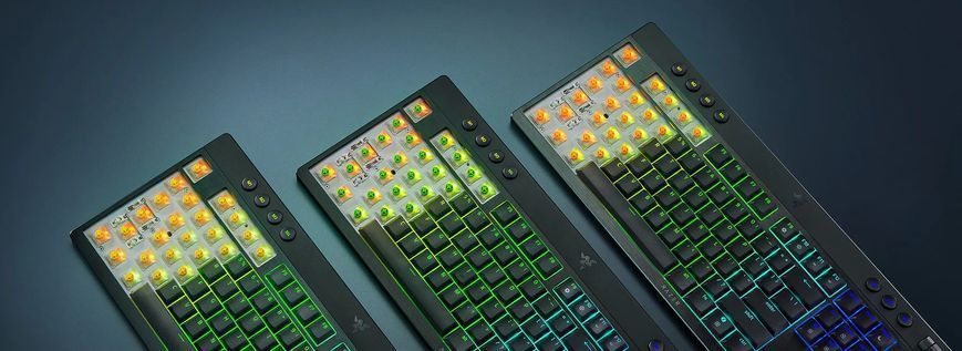 Razer Razer Keyboard mechanical BlackWidow V4 Low-profile HyperSpeed, 104key, Green Switch, USB-A/WL/BT, EN, RGB, black RZ03-05270100-R3M1 фото