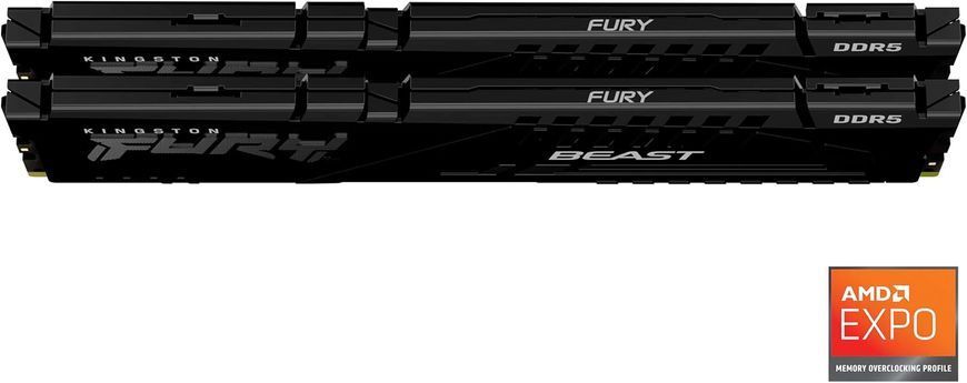 Kingston Пам'ять ПК Kingston DDR5 64GB KIT (32GBx2) 6000 FURY Beast KF560C36BBE2K2-64 фото