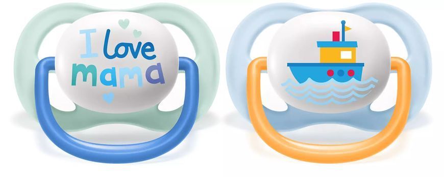 AVENT ПУСТУШКА ULTRA AIR 0-6МІС, ОРТОДОНТИЧНА, 2ШТ, I LOVE ДЛЯ ХЛОПЧИКІВ SCF080/01 фото