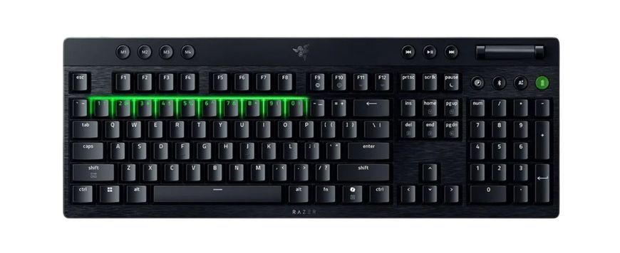Razer Razer Keyboard mechanical BlackWidow V4 Low-profile HyperSpeed, 104key, Green Switch, USB-A/WL/BT, EN, RGB, black RZ03-05270100-R3M1 фото