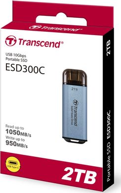 Transcend Портативний SSD 2TB USB 3.1 Gen 2 Type-C ESD300 Blue TS2TESD300C фото