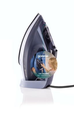 Gorenje Iron Gorenje, 3200W, 350ml, steam boost -40g, vert. Steaming, auto shutdown, ceramic soleplate, black-light blue SIH3200BB фото