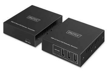 Digitus Подовжувач USB 3.2 Gen1, для використання з кабелем Cat6A, до 100 м, 3 х USB-A, 1 x USB-C, чорний DA-73121 фото