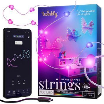 Twinkly Гірлянда Smart LED Twinkly Candies Heart RGB 100 IP20 6м USB-C кабель прозорий без БЖ TWKH100RGB-T фото
