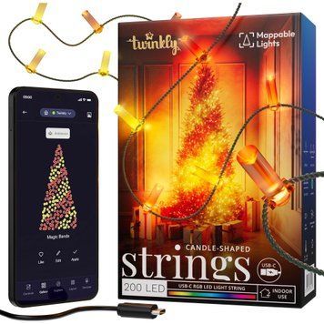 Twinkly Гірлянда Smart LED Twinkly Strings Candle RGB 200 IP20 12м USB-C кабель зелений без БЖ TWKC200RGB-G фото