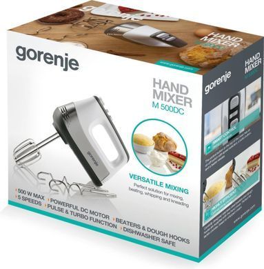Gorenje Миксер ручной 500Вт, насадки-4, турборежим, белый-нерж M500DC фото