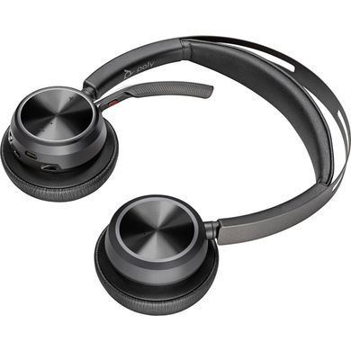 Poly Гарнітура комп'ютерна стерео On-ear Voyager Focus 2, USB-A, Bluetooth, всеспрямований, ANC, Acoustic fence, чорний 76U46AA фото