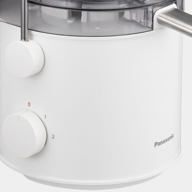Panasonic Соковитискач відцентрований 1000Вт, чаша-1.5л, жмих-2л, жолоб на ціле яблуко, пластик/метал, білий MJ-CB100WTQ фото