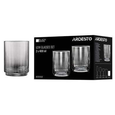 ARDESTO Low glasses set Black Mars 400ml, 2pcs, glass, grey AR2640GF фото