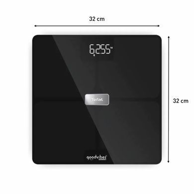 Tefal Ваги підлогові Body Fat Goodvibes Health, 180кг, 1 х Li-ion, скло, чорний BM9670S1 фото