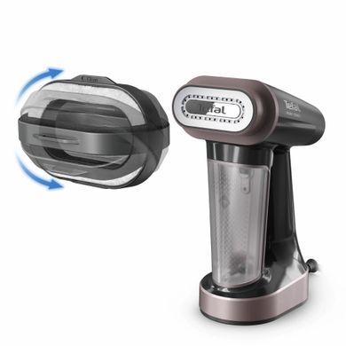 Tefal Відпарювач компактний Pure Force 3в1, 1800Вт, 180мл, постійна пара - 35гр, керам. підошва, чорно-рожевий DT8765E0 фото