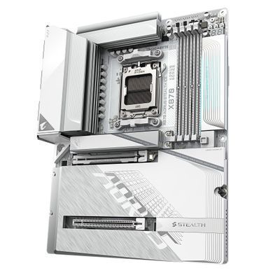 Gigabyte Материнська плата X870 A STEALTH ICE sAM5 X870 4xDDR5 M.2 HDMI Wi-Fi BT ATX X870_A_STEALTH_ICE фото