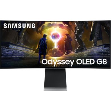 Samsung Монитор 34" Odyssey OLED G8 HDMI, DP, USB, Bluetooth, MM, OLED, 3440x1440, 0.03ms, HAS, FreeSync Premium Pro, CURVED LS34DG852SIXUA фото