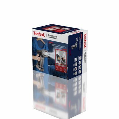Tefal Відпарювач компактний Pure Force 3в1, 1800Вт, 180мл, постійна пара - 35гр, керам. підошва, чорно-рожевий DT8765E0 фото