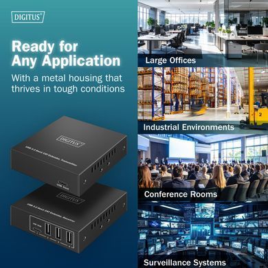 Digitus Подовжувач USB 3.2 Gen1, для використання з кабелем Cat6A, до 100 м, 3 х USB-A, 1 x USB-C, чорний DA-73121 фото