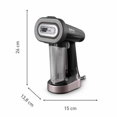 Tefal Відпарювач компактний Pure Force 3в1, 1800Вт, 180мл, постійна пара - 35гр, керам. підошва, чорно-рожевий DT8765E0 фото