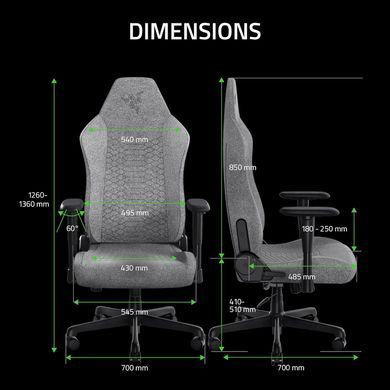 Razer Крісло Iskur V2 X, тканина, 2D-Armrests, сірий світлий RZ38-05310200-R3G1 фото