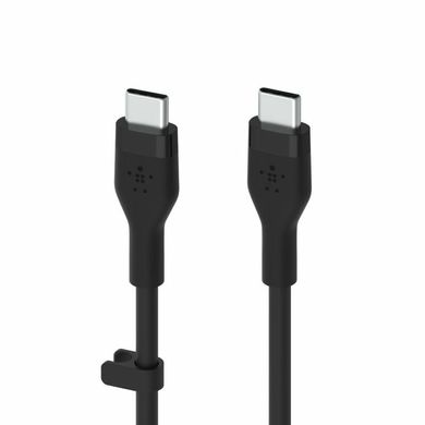 Belkin Кабель USB-C > USB-C заряджання/синхронізації, 3м, 60Вт, Type-C, силіконовий з кліпсою, чорний CAB009BT3MBK фото