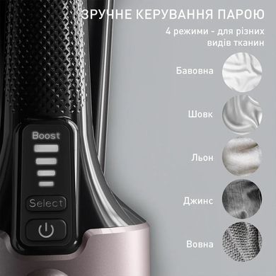 Tefal Відпарювач компактний Pure Force 3в1, 1800Вт, 180мл, постійна пара - 35гр, керам. підошва, чорно-рожевий DT8765E0 фото