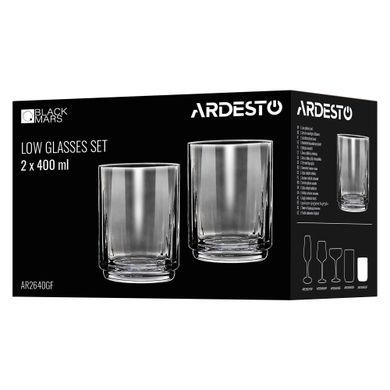 ARDESTO Low glasses set Black Mars 400ml, 2pcs, glass, grey AR2640GF фото