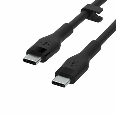 Belkin Кабель USB-C > USB-C заряджання/синхронізації, 3м, 60Вт, Type-C, силіконовий з кліпсою, чорний CAB009BT3MBK фото