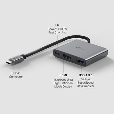 TP-Link Хаб USB UH3020C USB-C > 1xUSB3.0/1xUSBC (PD 100W)/1xHDMI UH3020C фото