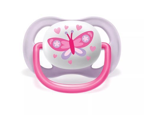 AVENT ПУСТУШКА ULTRA AIR 0-6МІС, ОРТОДОНТИЧНА, 2ШТ, I LOVE ДЛЯ ДІВЧАТ SCF080/02 фото