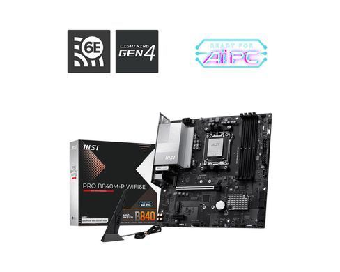MSI Материнcкая плата PRO B840M-P WIFI6E sAM5 B840 4xDDR5 M.2 HDMI WiFi BT mATX 911-7E77-002 фото