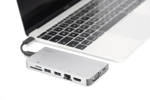 Digitus Хаб USB-C > HDMI/VGA/2xUSB-A/USB-C/SD/MicroSD/RJ54 DA-70866 фото