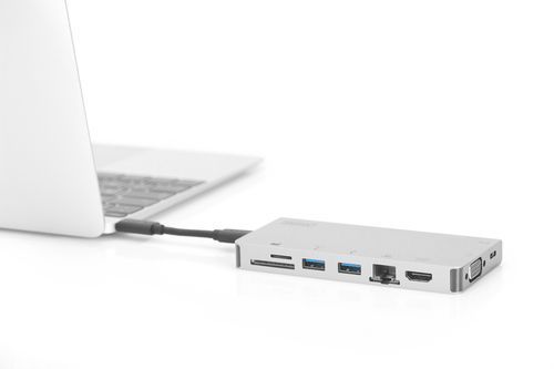 Digitus Хаб USB-C > HDMI/VGA/2xUSB-A/USB-C/SD/MicroSD/RJ54 DA-70866 фото