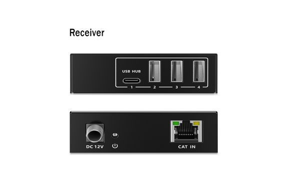 Digitus Подовжувач USB 3.2 Gen1, для використання з кабелем Cat6A, до 100 м, 3 х USB-A, 1 x USB-C, чорний DA-73121 фото