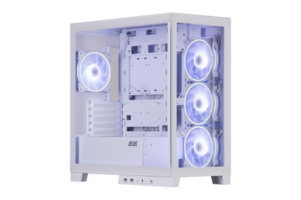2E Gaming Корпус Fantom GK701W без БП 2xUSB3.0, 1xUSBType-C 4x120мм ARGB VGA 400мм LCS ready контроллер с пультом TG Side/Front Panel mATX белый 2E-GK701W фото
