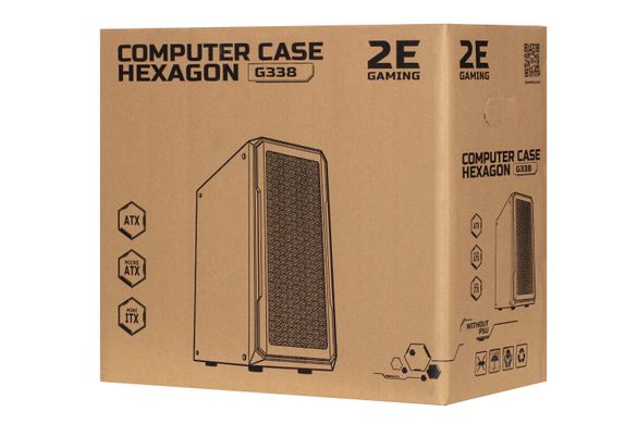 Корпус 2E Gaming Hexagon G338, без БП, 2xUSB 3.0, 1xUSB Type-C, 1x120mm, 3x120mm ARGB, TG Side Panel, ATX, черный 2E-G338 фото