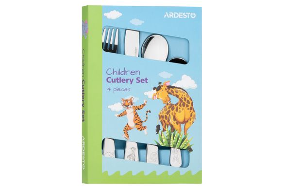 Набір дитячих столових приборів Ardesto Animals 4 пр., нержавіюча сталь AR0704AS фото