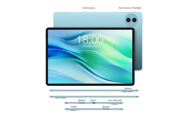 TECLAST Планшет P50 11" 6ГБ, 128ГБ, LTE, 8000мА&bull;год, Android, блакитний 6940709686829 фото
