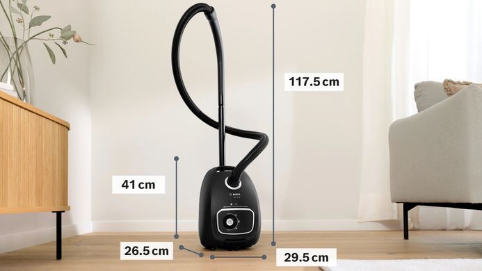Bosch Пилосос Bosch мішковий, 600Вт, 4 л, НЕРА, чорний BGB41BA1 фото
