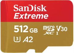 Карта пам'яті SanDisk microSD 512GB C10 UHS-I U3 R190/W130MB/s Extreme V30 SDSQXAV-512G-GN6MN фото