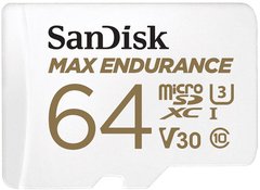 Карта пам'яті SanDisk microSD 64GB C10 UHS-I U3 V30 R100/W40MB/s Max Endurance SDSQQVR-064G-GN6IA фото