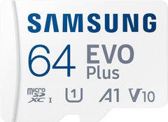 Samsung Карта пам'яті microSDHC 64GB C10 UHS-I R100MB/s Evo Plus + SD MB-MC64KA/EU фото