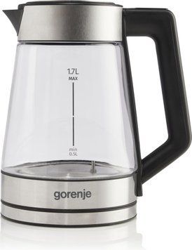 Gorenje Електрочайник 1.7л, 2,200 Вт, скло, нерж K17TRG фото